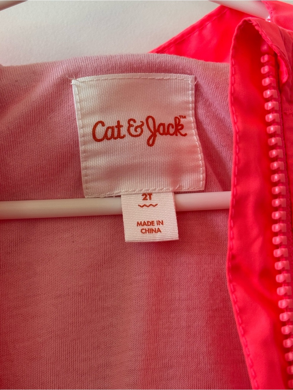 Cat & Jack Girl’s 2T Jacket Hooded Windbreaker Colorblock Pink & Blue - Picture 6 of 7